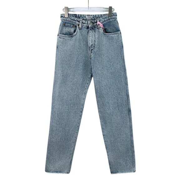CW0563 MiuMiu blue logo jeans size 25 slightly stained